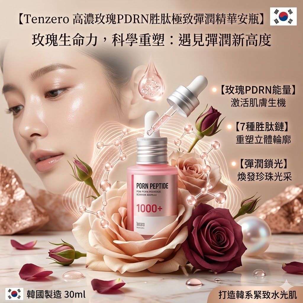 TENZERO - Tenzero 玫瑰PDRN胜肽精華安瓶 30ml 平行进口