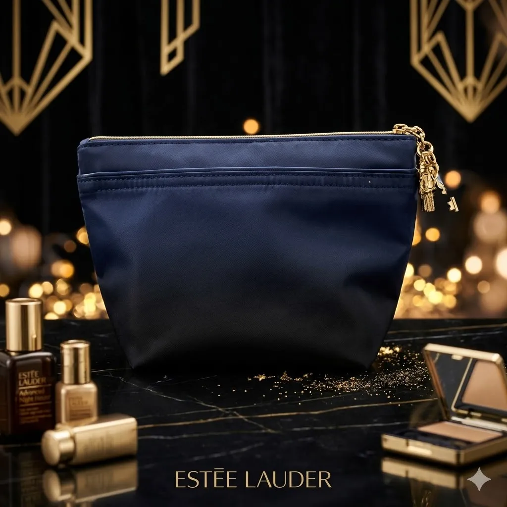 Estée Lauder 黑藍漸變色化妝袋
