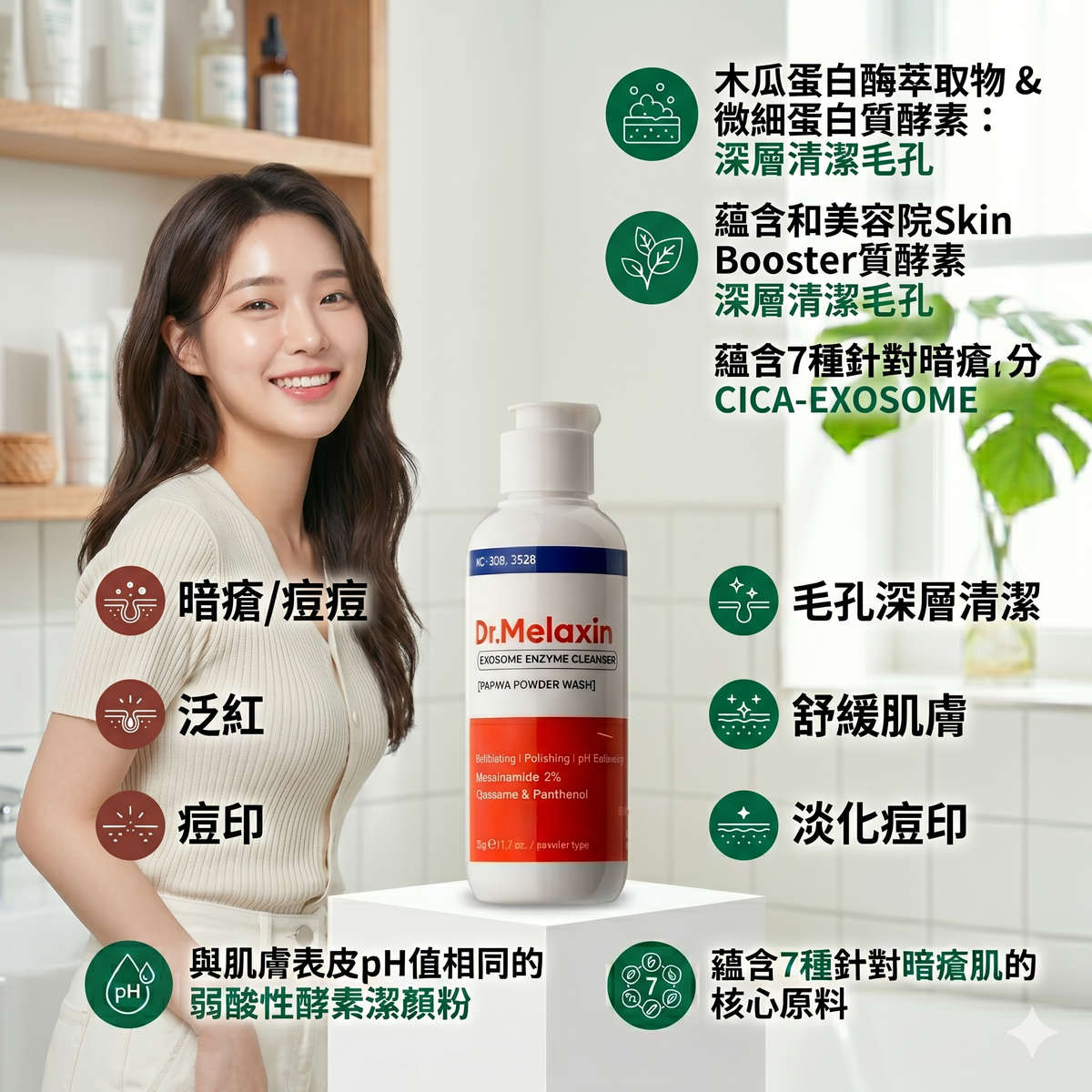 Dr.Melaxin - Dr.Melaxin Exosome 積雪草抗敏痘印修護酵素潔顏粉 50g 平行進口 有效期至2027年4月